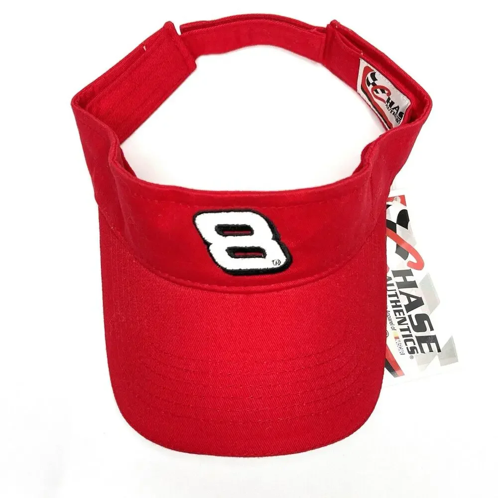 Dale Jr Visor Hat Youth Adjustable Size Red Chase Authentics NWT 100% Cotton